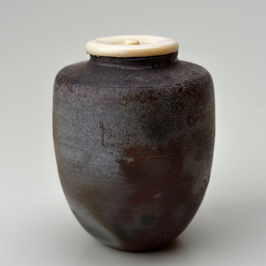 備前焼 茶入 小壺 共箱・仕覆付き 骨董品　アンティーク