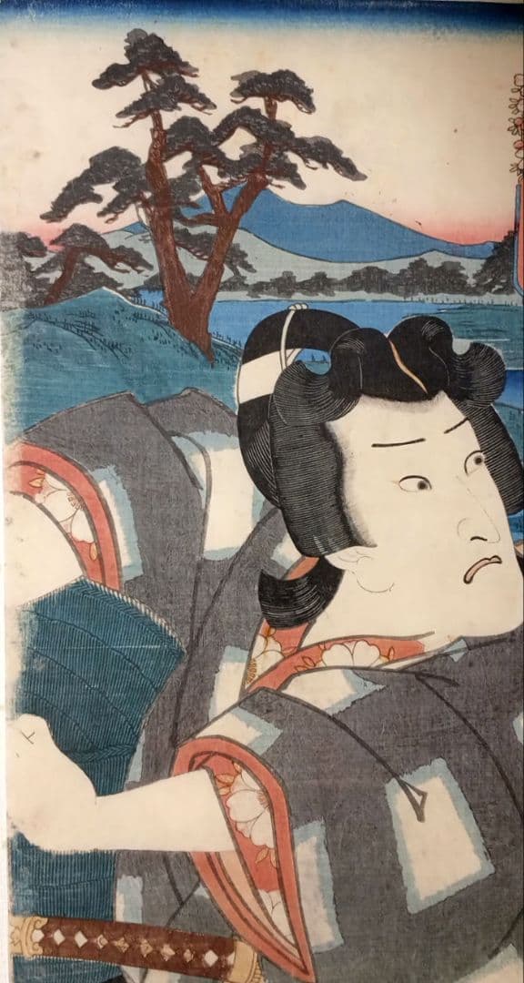 浮世絵版画、役者見立絵東海道五十三次石部草津間（桜丸)三代歌川豊国画嘉永五年出版