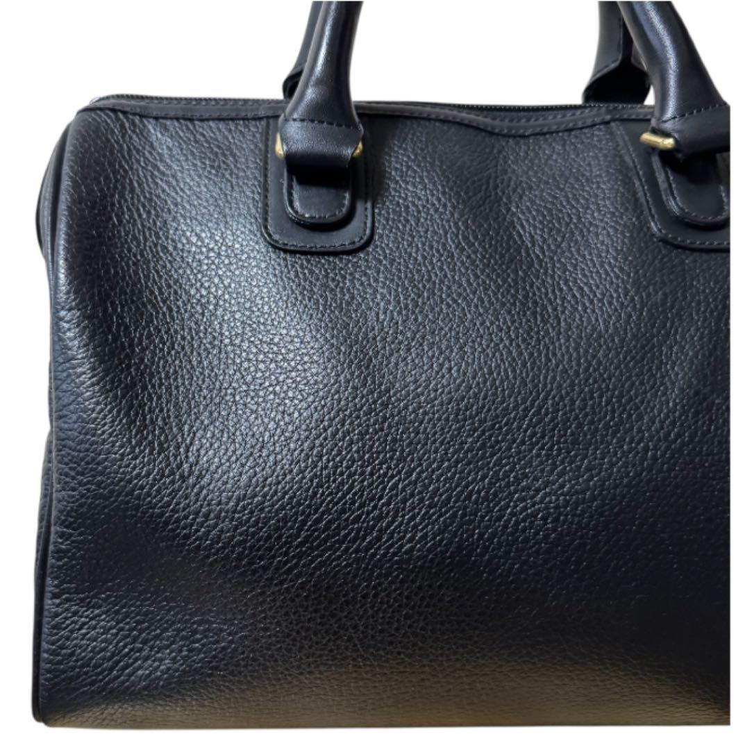 バーバリー ミニボストンバッグ ハンドバッグ ノバチェック レザー シボ革 黒