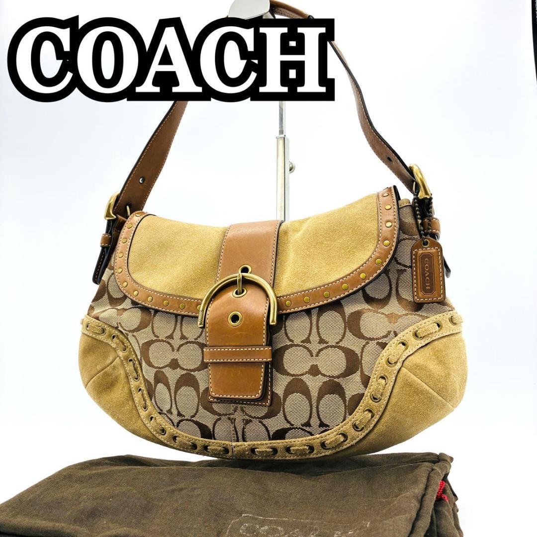 コーチ ソーホー ハンドバッグ ショルダーバッグ スウェード レザー ベージュ