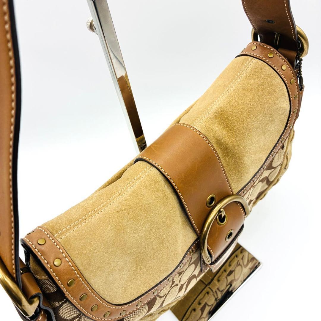 コーチ ソーホー ハンドバッグ ショルダーバッグ スウェード レザー ベージュ