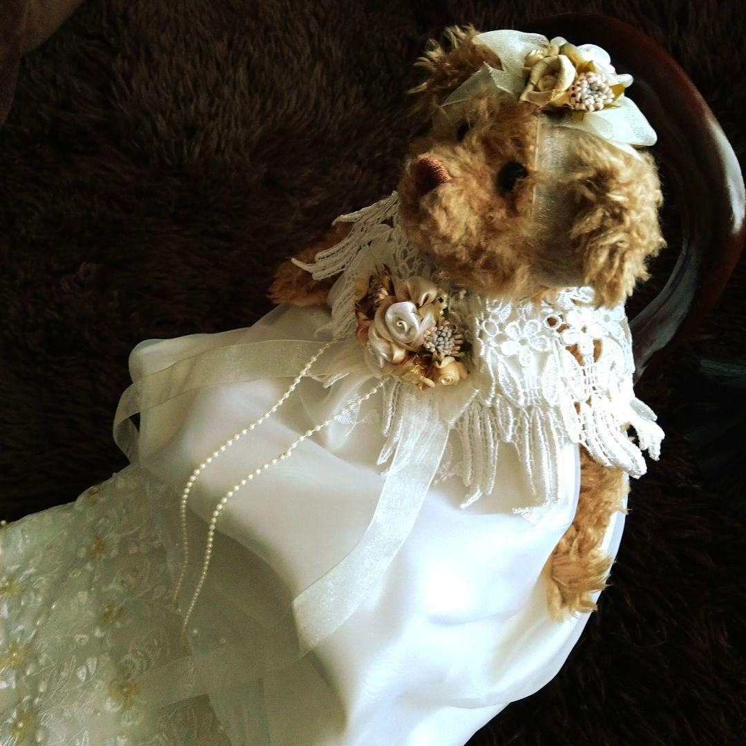 テディベアー、ウェルカムウェディングベアー木製アンティークチェア付き