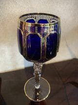 tモーゼル ボヘミアングラス ブルークリスタル 金彩装飾 キャビネット