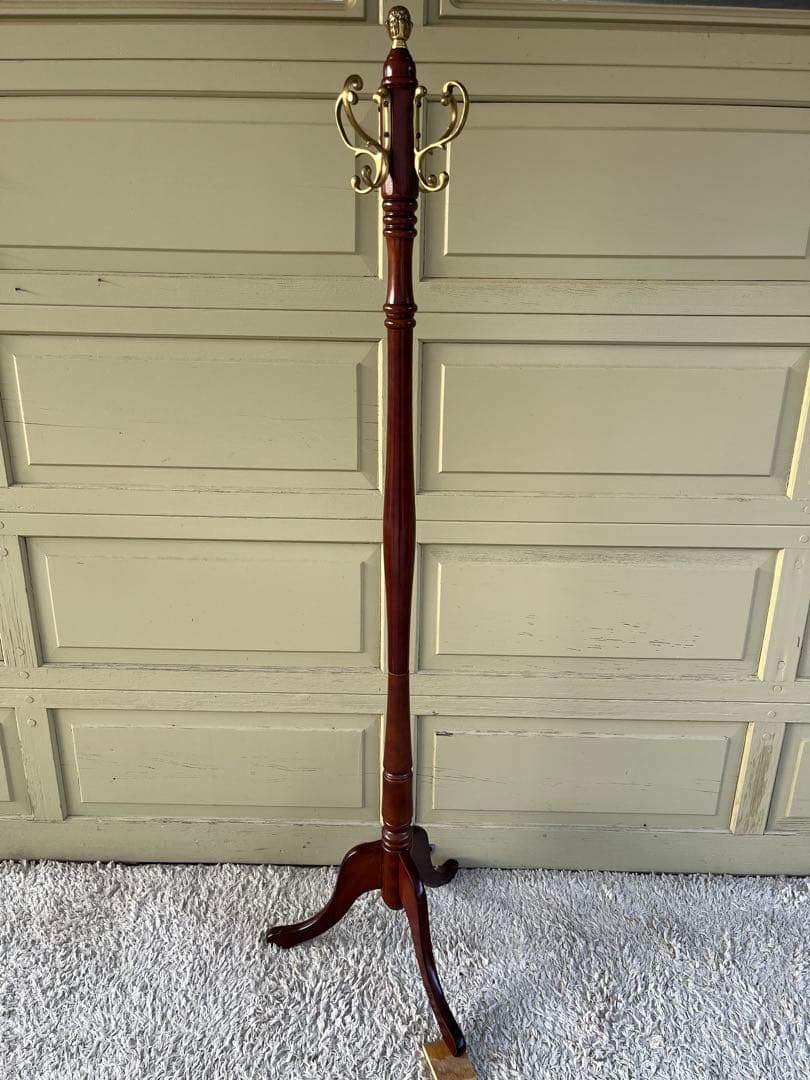 ポールハンガー/コートハンガー/ハンガーラック/真鍮フック/ダークブラウン