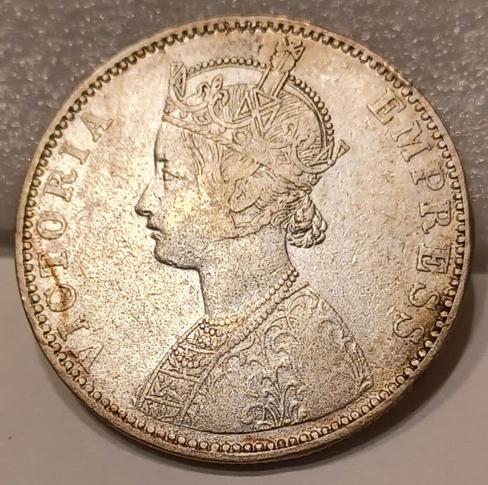 インドの藩王国 ビカネール藩王国 1892年 ヴィクトリア皇后の1ルピー銀貨