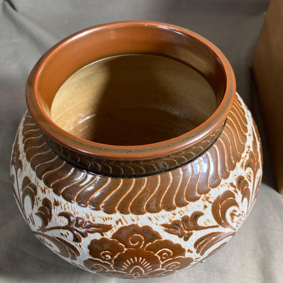 【松本佩山】孤高の陶芸家　日本の名窯　有田年木庵　松本佩山作　掻落し小花文　花瓶