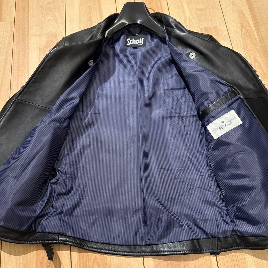 Schott × EDIFICE別注シングルライダースジャケット