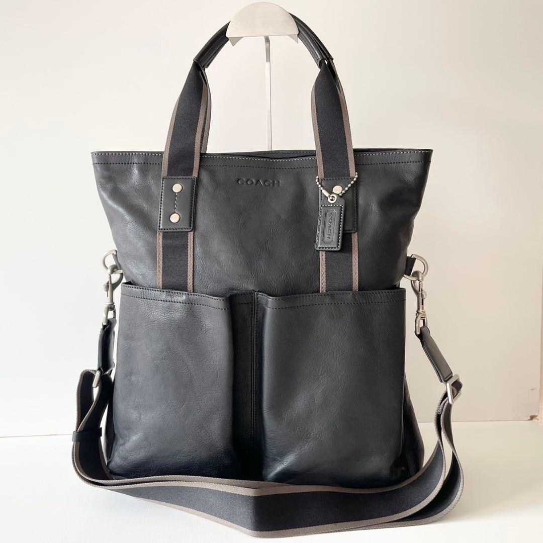【極美品】COACH メンズ 2wayビジネスバッグ ヘリテージ 黒
