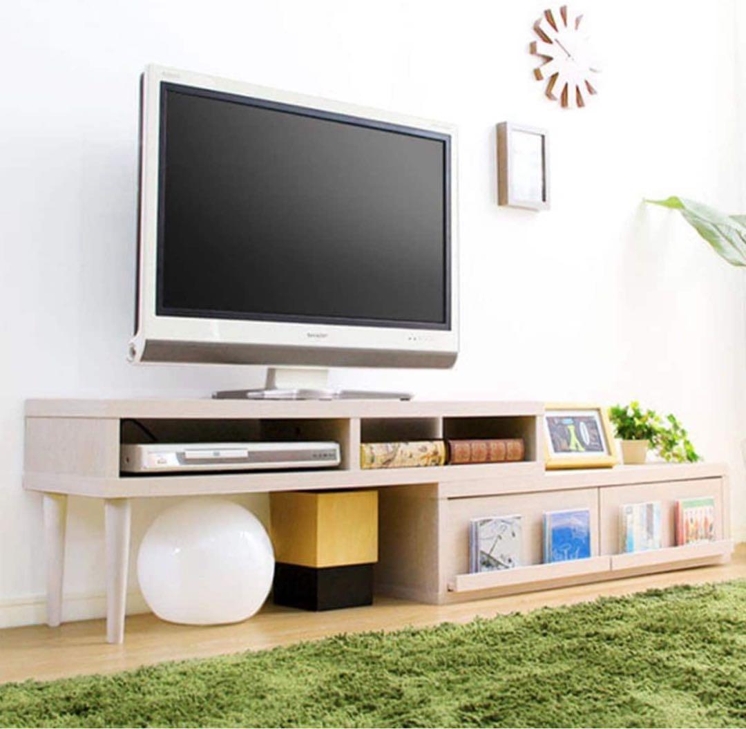 【うさぎ】薄型 伸長式 テレビ台 白 幅105-196cm ニトリ