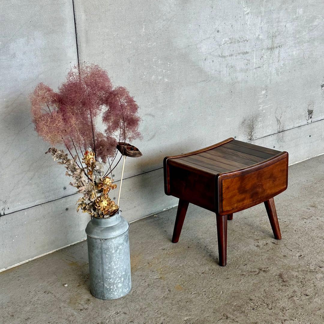 ◆ 九州民芸家具 ◆ ミズメザクラ無垢材 スツール レトロ 木製 椅子 花台