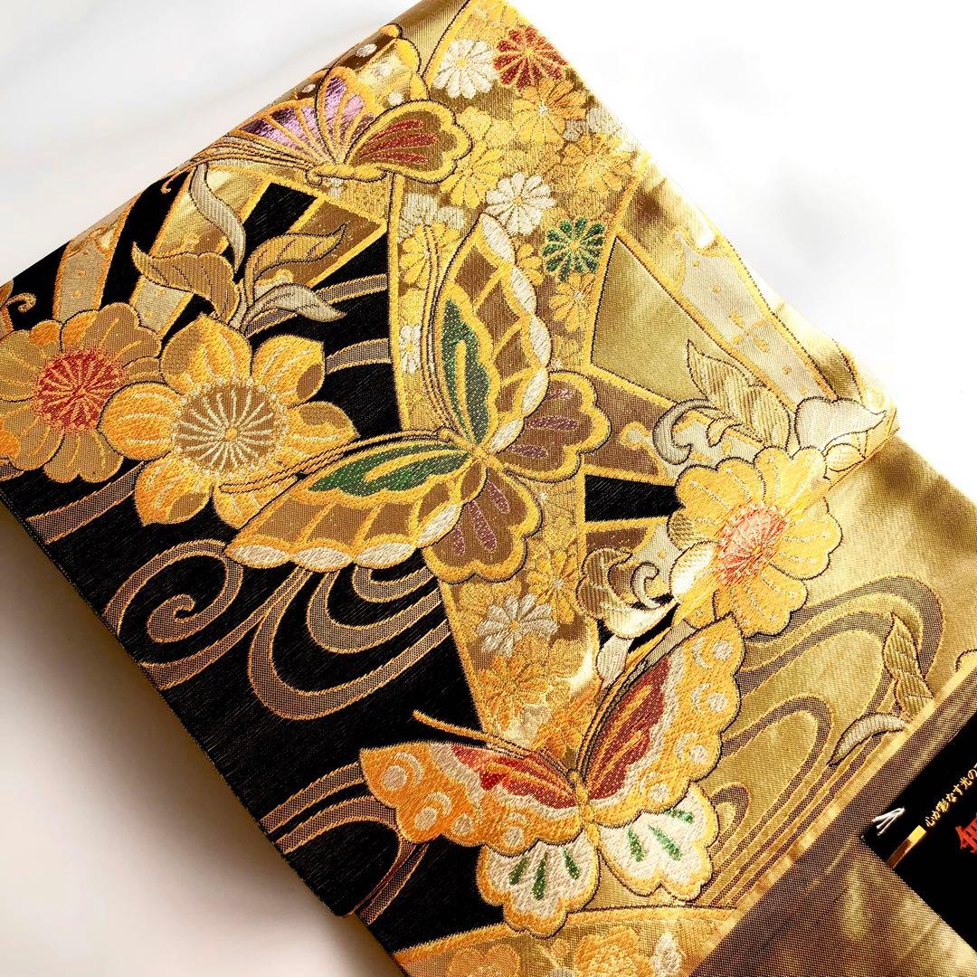 dot☆様　正絹　蝶に辻ヶ花模様織出し袋帯 振袖など