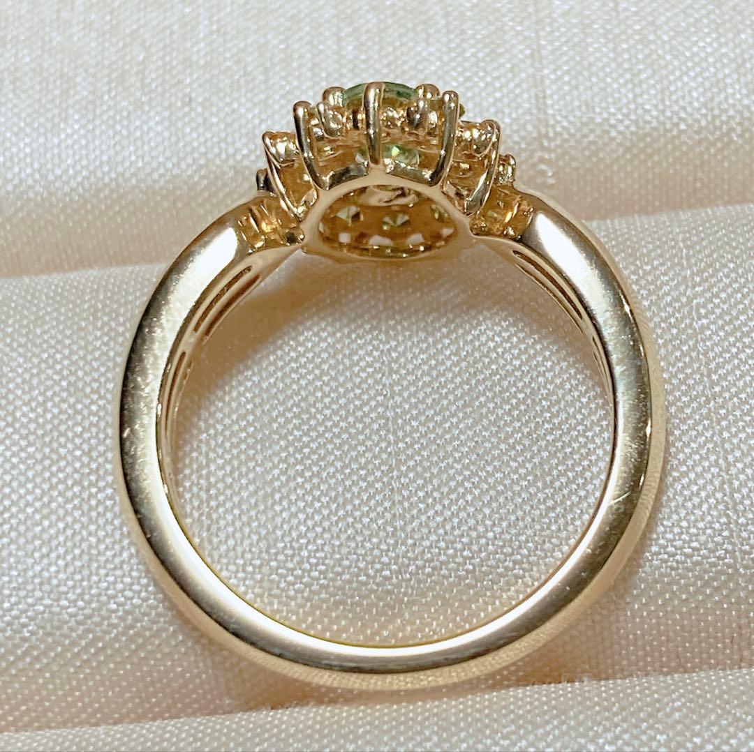 【1ct】K18YG ナミビア産デマントイドガーネット イエローダイヤ リング