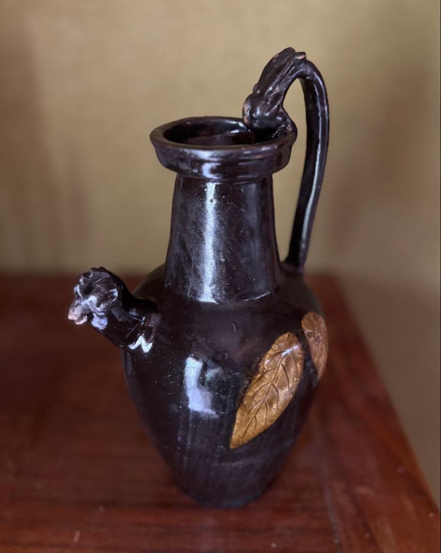 中国美術　黒釉　天鶏壺　てんけいこ　水差し　古玩