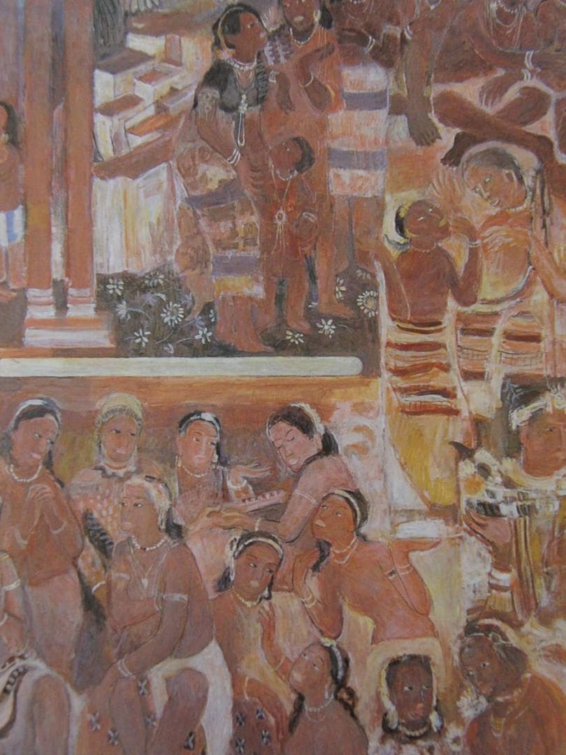 鈴木克久、【アジャンタの群像】、希少な額装用画集より