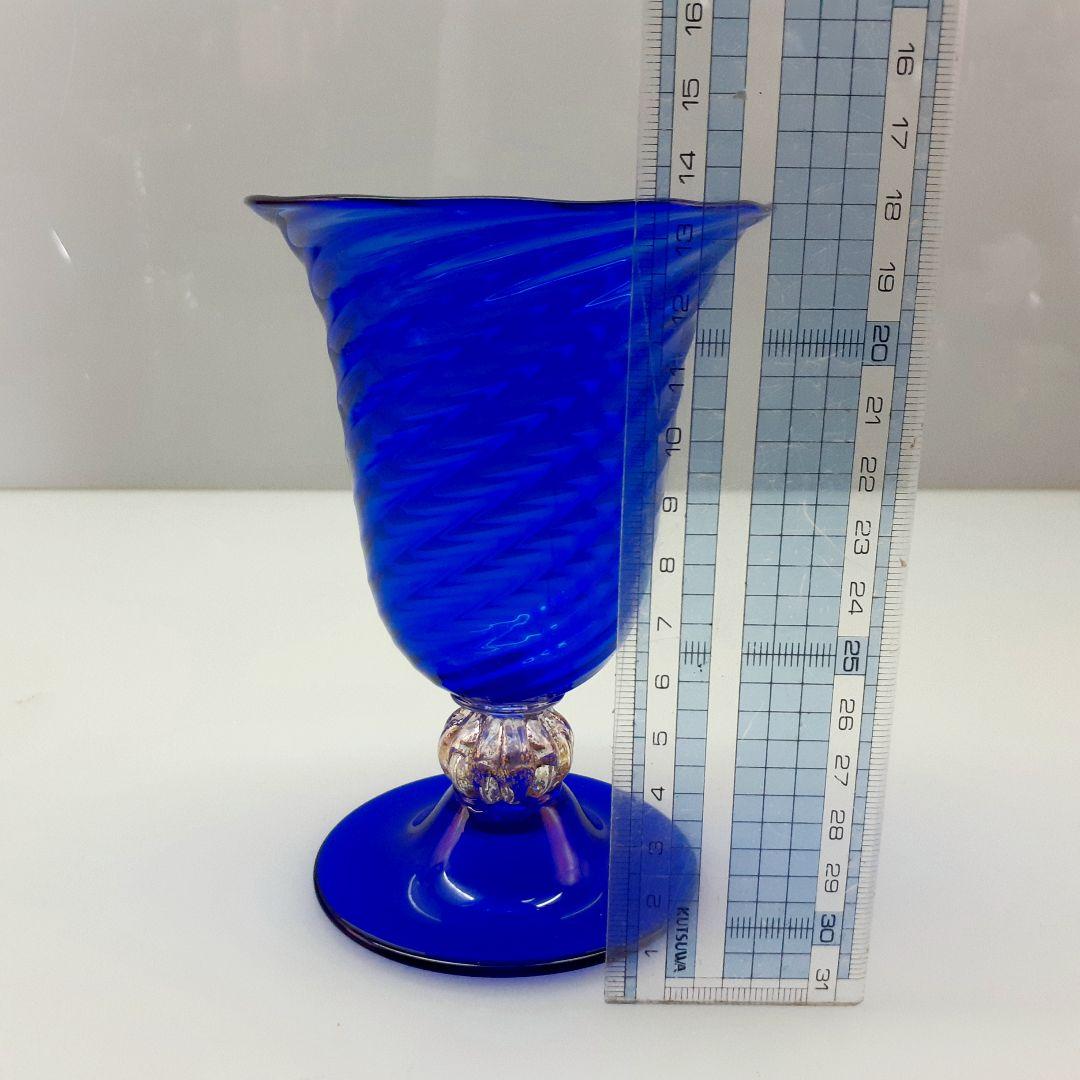 MURANO ムラノ 金彩 ブルー ゴブレット グラス