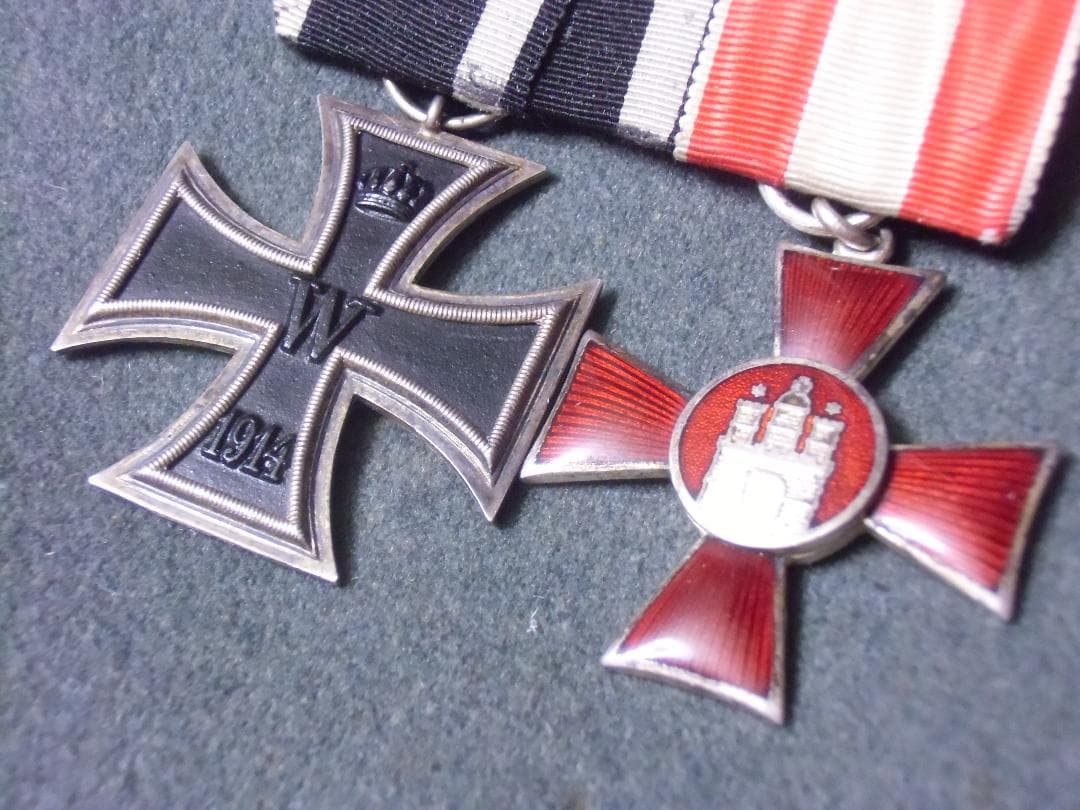 Ｗ帝政ドイツ軍/プロイセン王国＊ハンブルク＊２連メダルバー （実物）