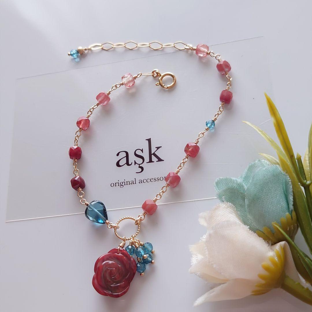 Kayaページ》14Kgf❩ 素敵✧*薔薇アンデシンのブレスレット