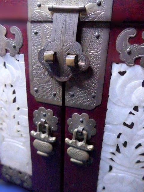 木製多機能収納ボックス 鏡付き