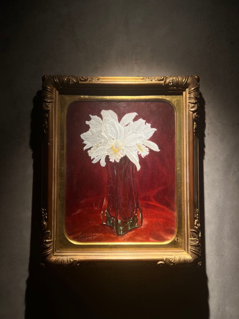 リアリズム　【らん】　肉筆油彩画　作者不詳