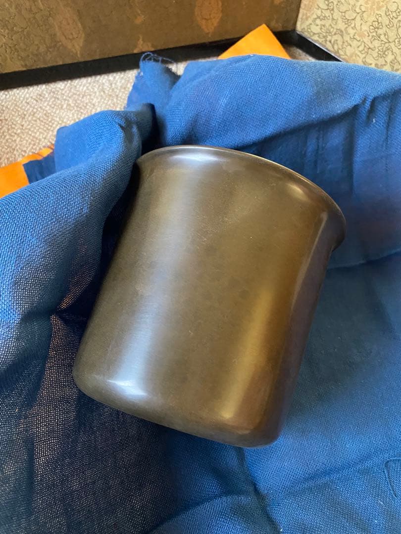 砂張銅　棒先　建水　鋳師　金森紹栄氏作　共箱入