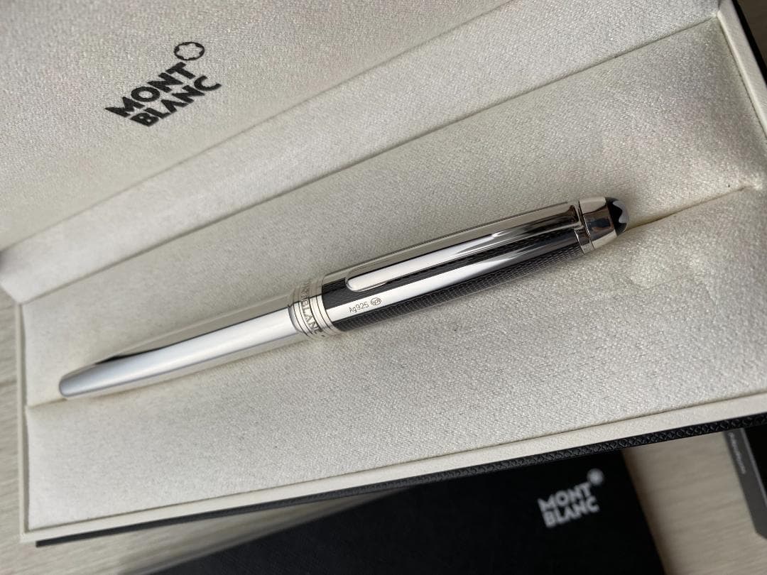 超美品 モンブラン キャップ式 ソリティアシルバーファイバー925ローラーボール