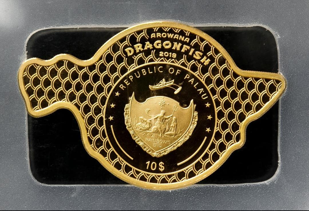 最高鑑定　PCGS-PR70 DCAM FDI パラオ アロワナ 2019 銀貨