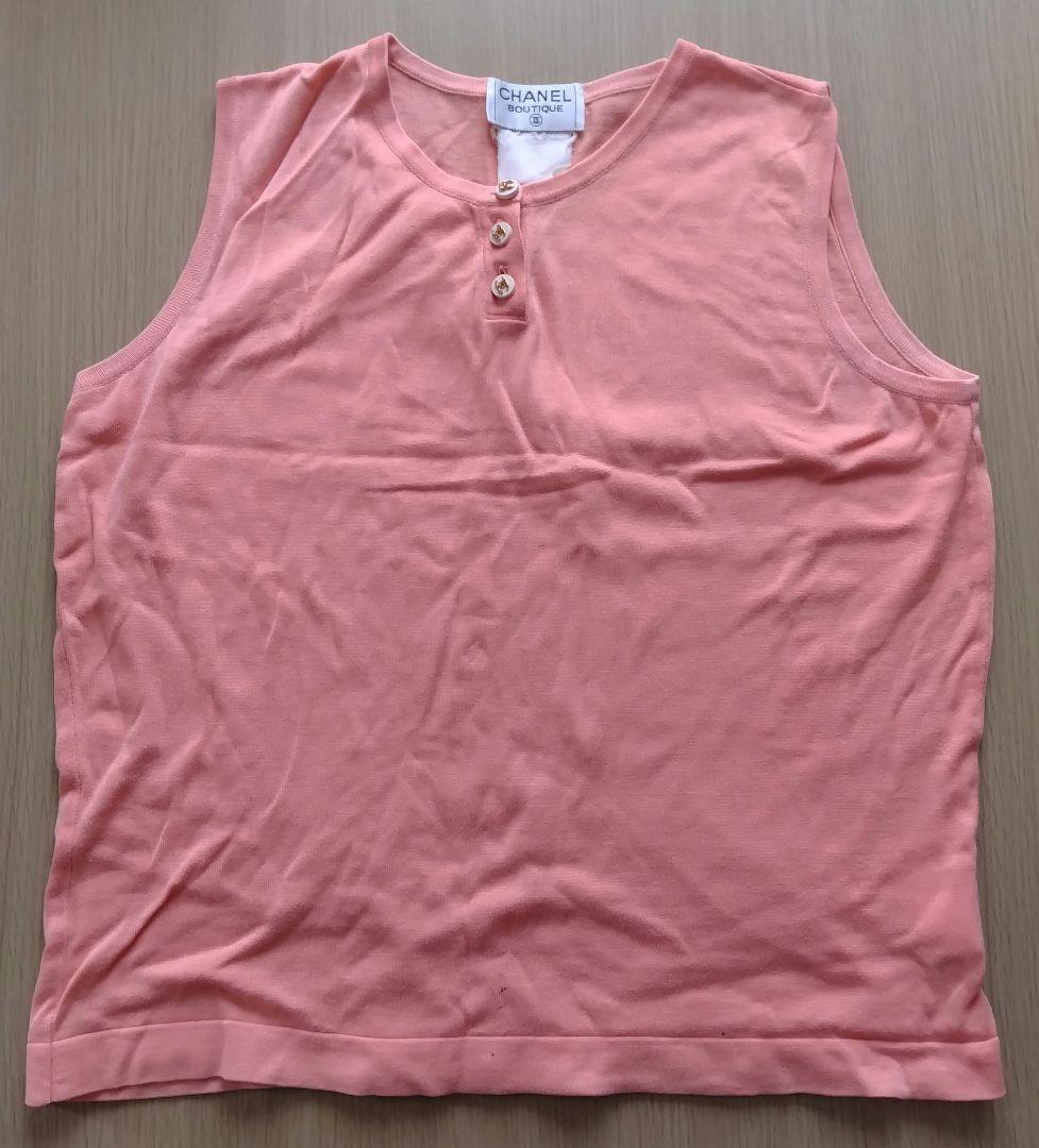 CHANEL ピンク タンクトップ ボタン付き サイズ42