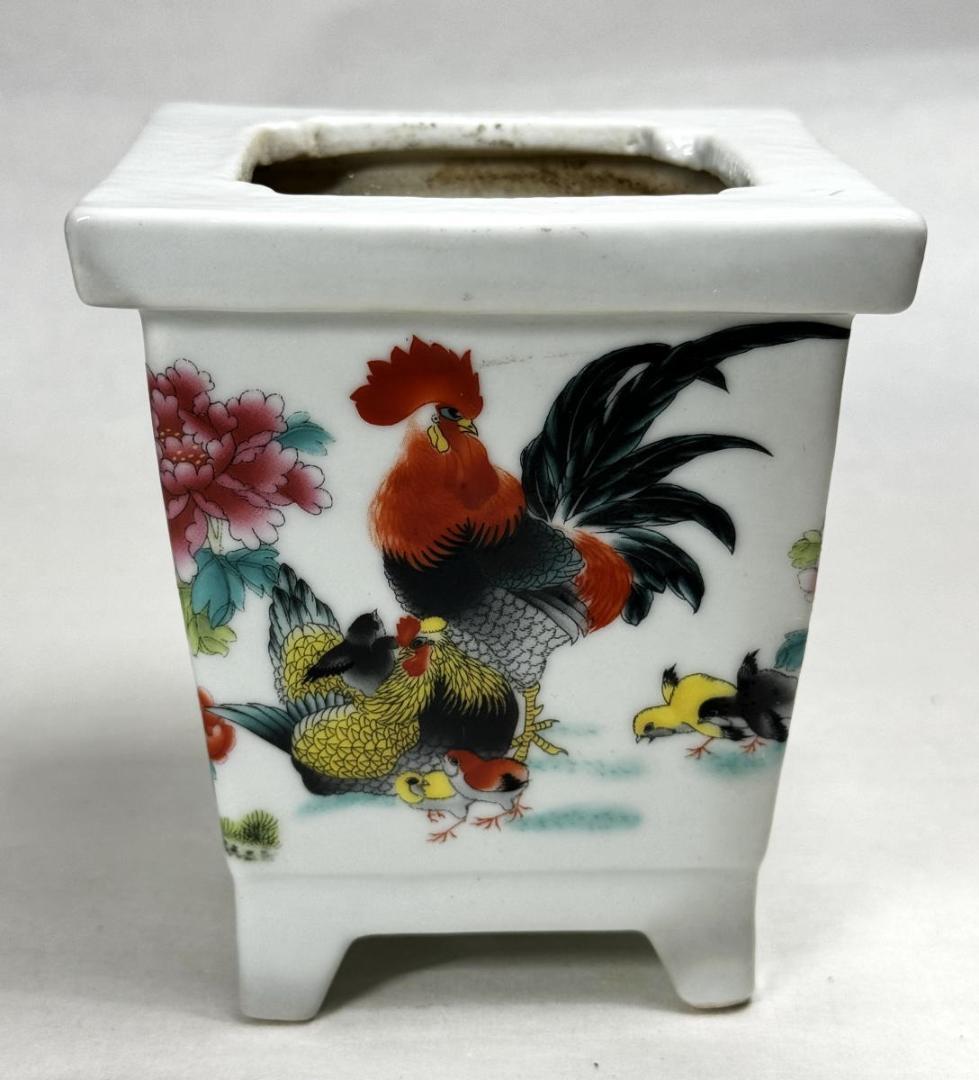 清 粉彩四角鉢 歴史唐物 琺瑯彩 伝世品焼物 ウブ品 入手困難 WWTT138