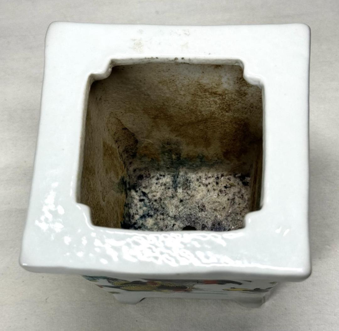 清 粉彩四角鉢 歴史唐物 琺瑯彩 伝世品焼物 ウブ品 入手困難 WWTT138