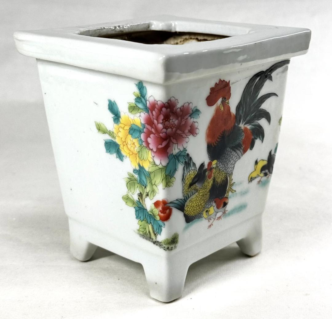 清 粉彩四角鉢 歴史唐物 琺瑯彩 伝世品焼物 ウブ品 入手困難 WWTT138