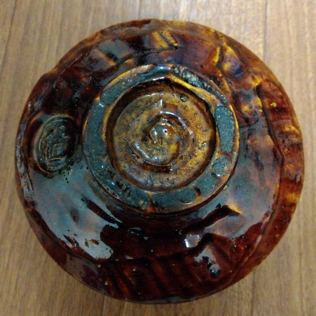 【レア】大樋焼 茶道具 茶碗 飴釉茶碗 茶器 茶道 大樋焼き 茶色 緑色 抹茶色