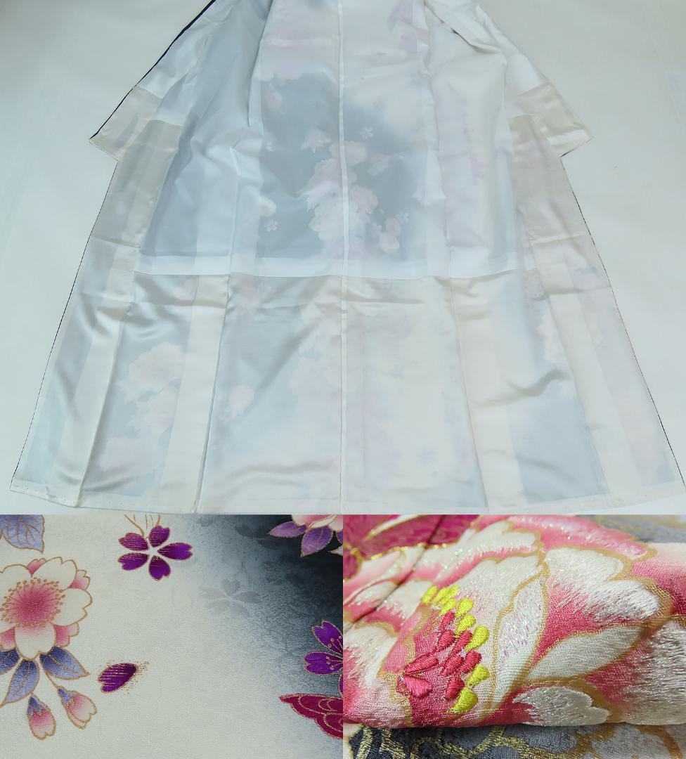 要事前確認　振袖　正絹　人気柄　黒　裄66　身丈164 　成人式　3347rym