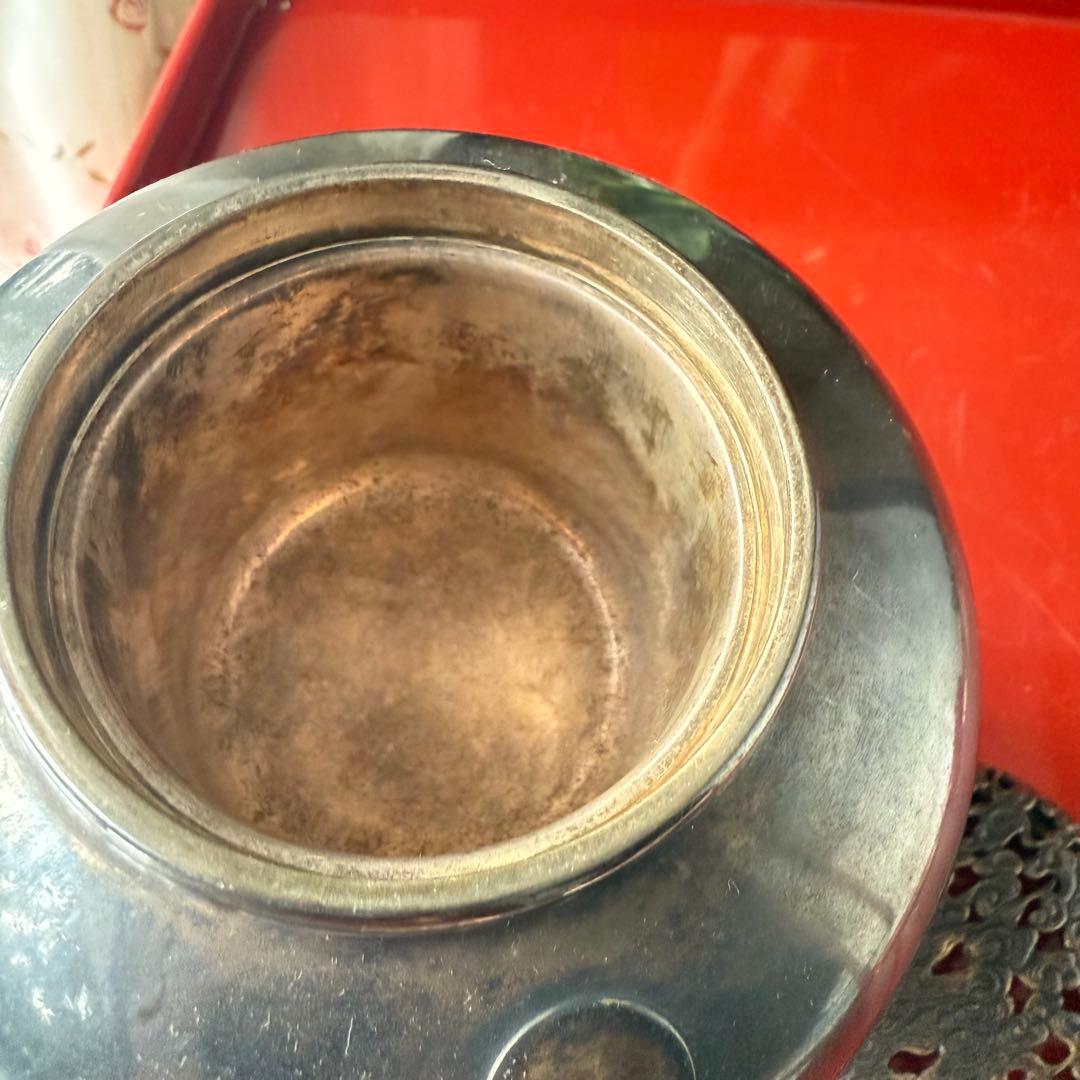 R様へ感謝お嫁入り‼️宝石王愛蔵品純銀金銀象嵌　桐花鳳凰雲竜火屋刻銘純銀香炉1客
