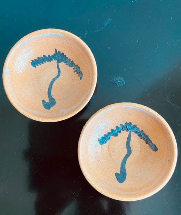 手塩皿6枚組　鉄絵文様　杉本立夫　号は泥牛　　京都大吉主人　懐石