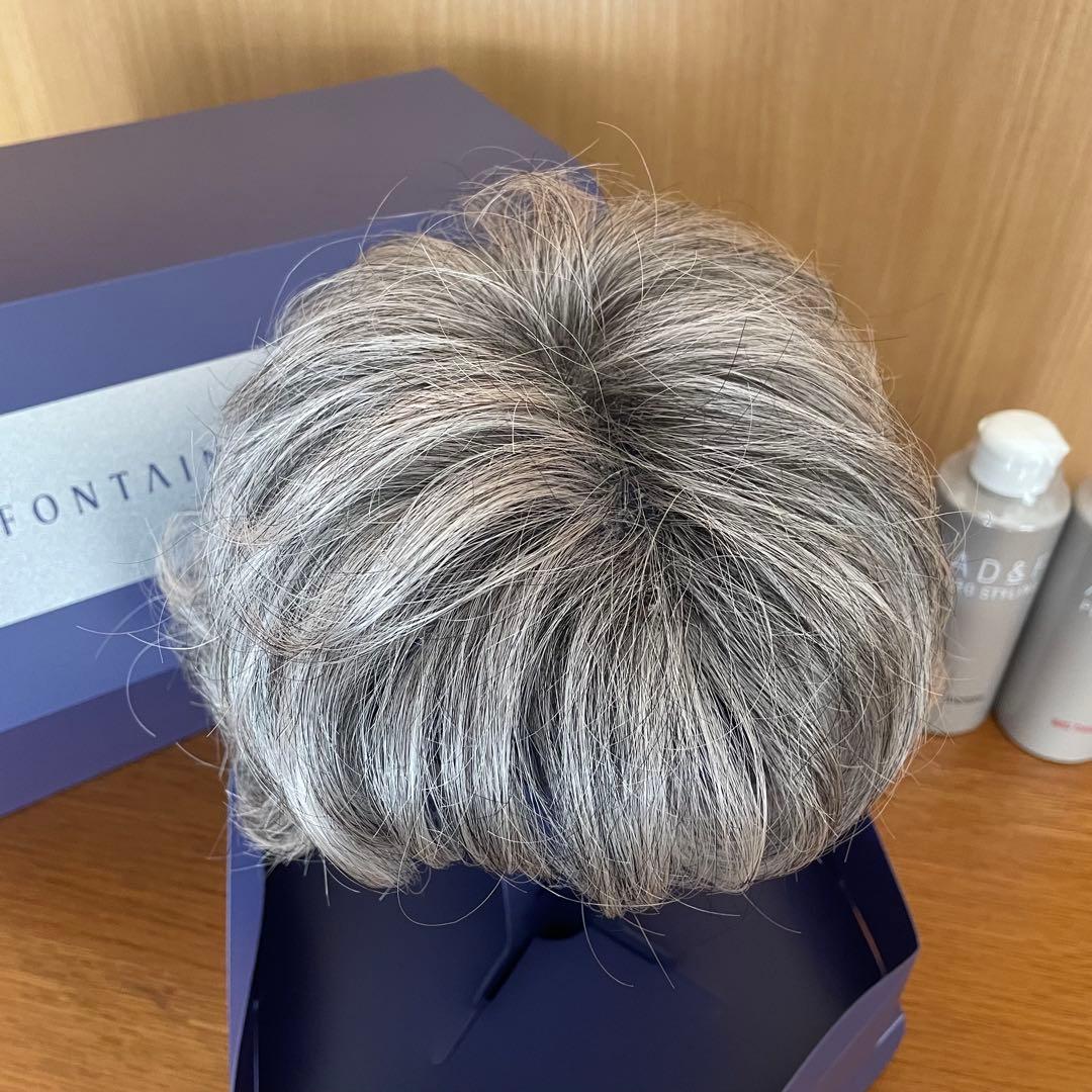 【未使用】フォンテーヌ　VALAN ショート　高級ウィッグ　人毛ミックス　グレー