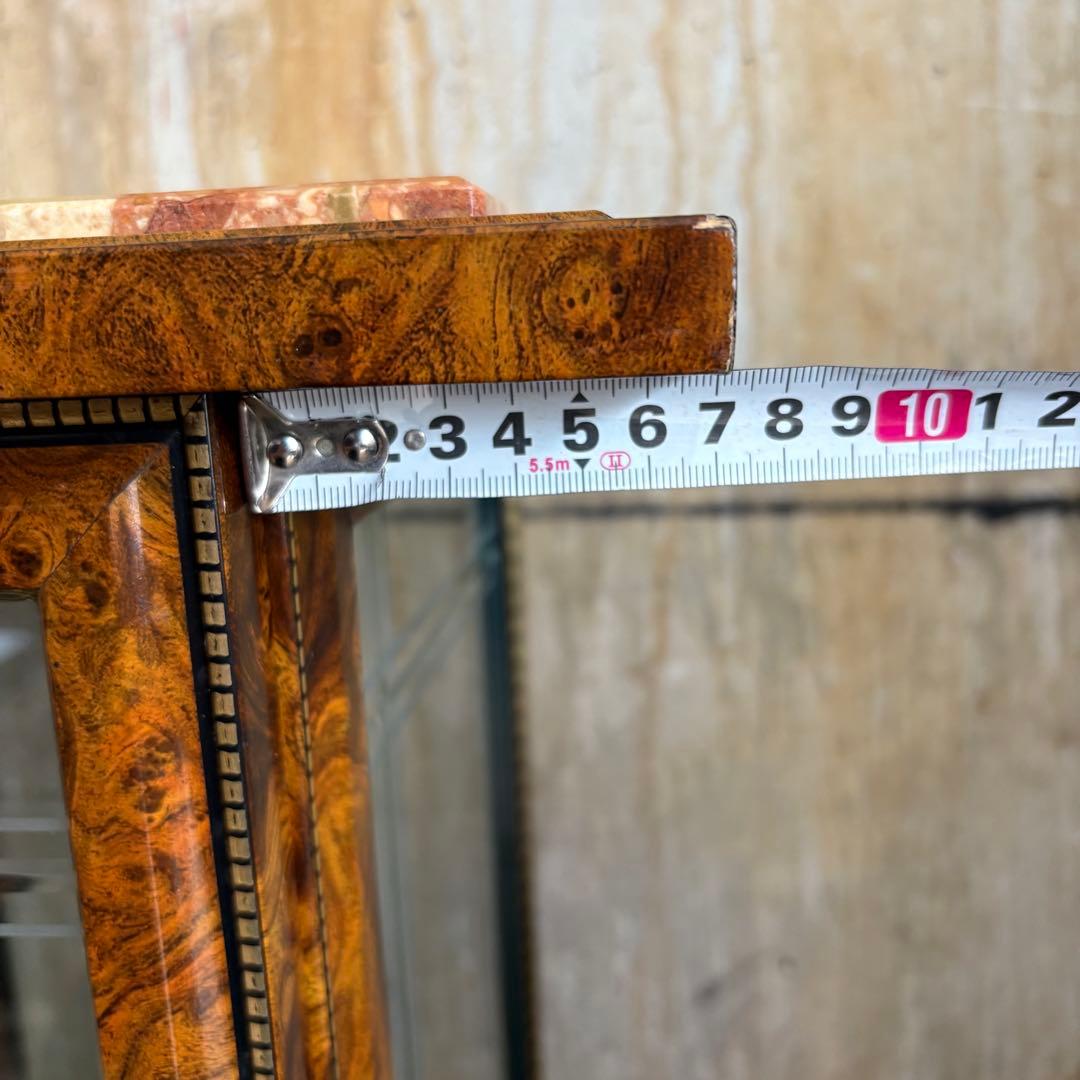 イタリア製　大理石トップ　4面ガラス　キュリオケース　コレクションケース　飾り棚