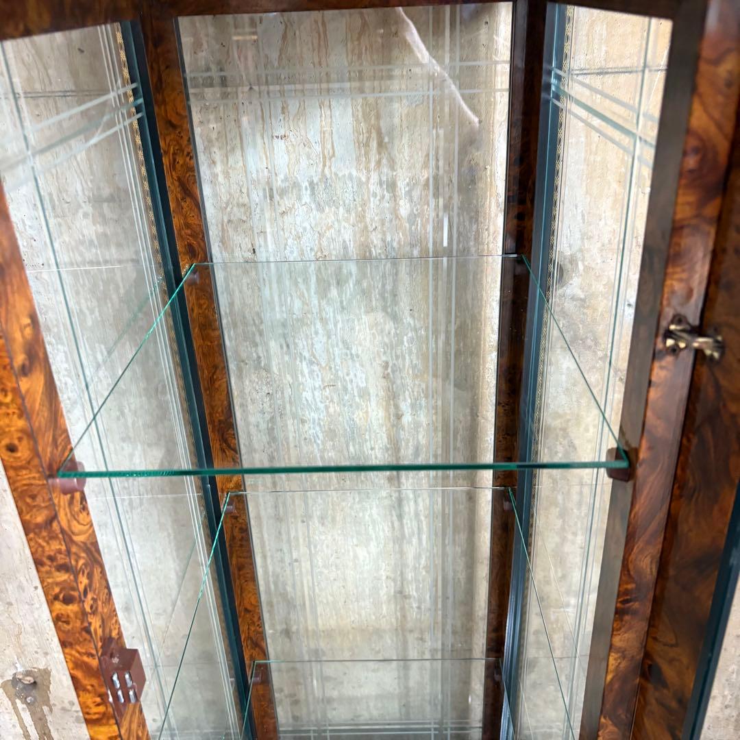 イタリア製　大理石トップ　4面ガラス　キュリオケース　コレクションケース　飾り棚