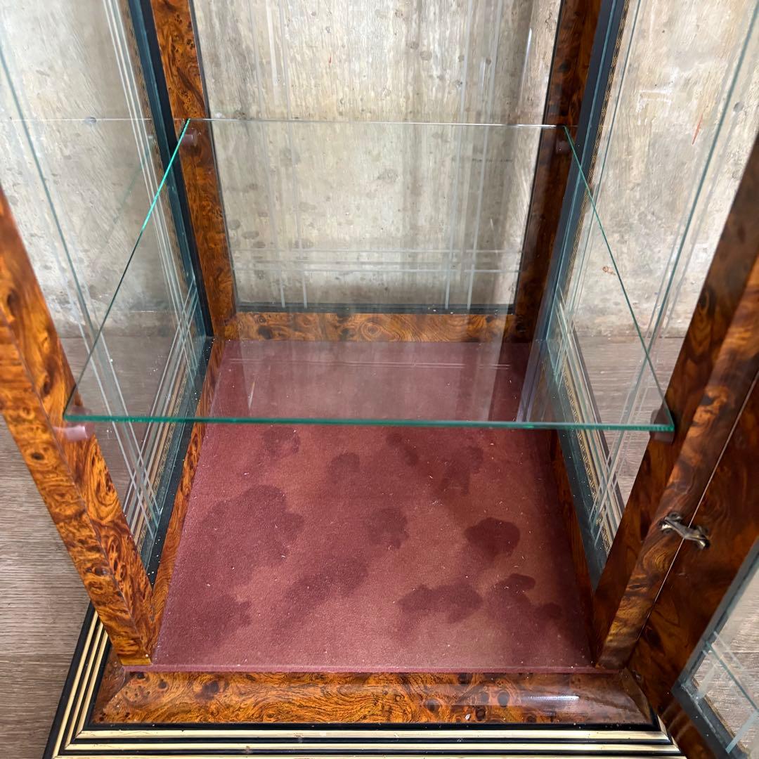 イタリア製　大理石トップ　4面ガラス　キュリオケース　コレクションケース　飾り棚