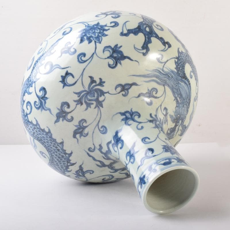 げげげ　中国　青花　龍花文　長頸瓶　高さ約37cm　C　7177A