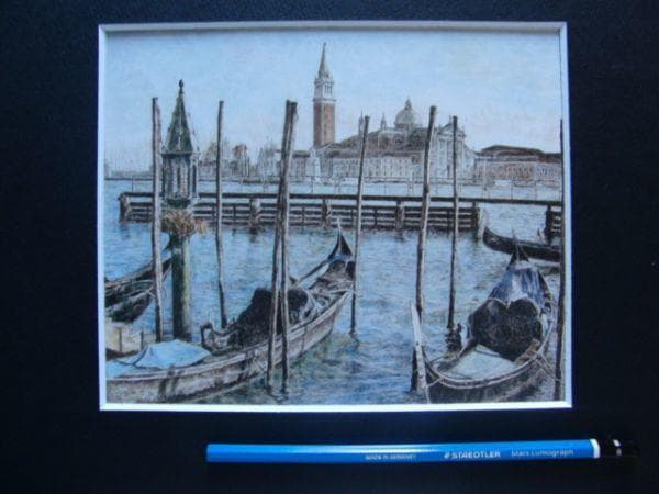 緒方 洪章 【ヴェネツィア】 希少画集画、状態良好、新品高級額装付