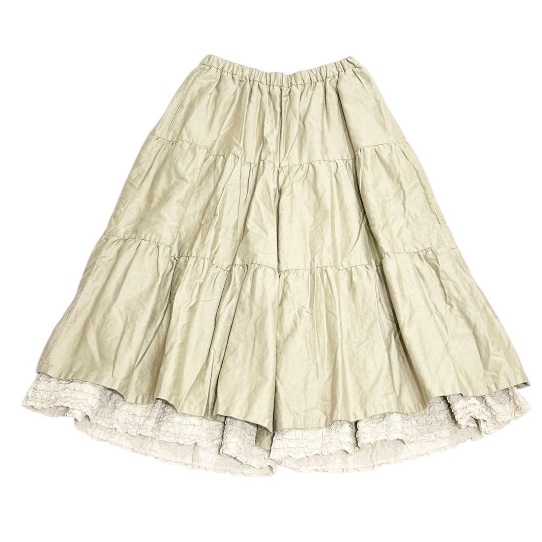 PINKHOUSE ピンクハウス ティアード ワイドパンツ フリル 綿 麻