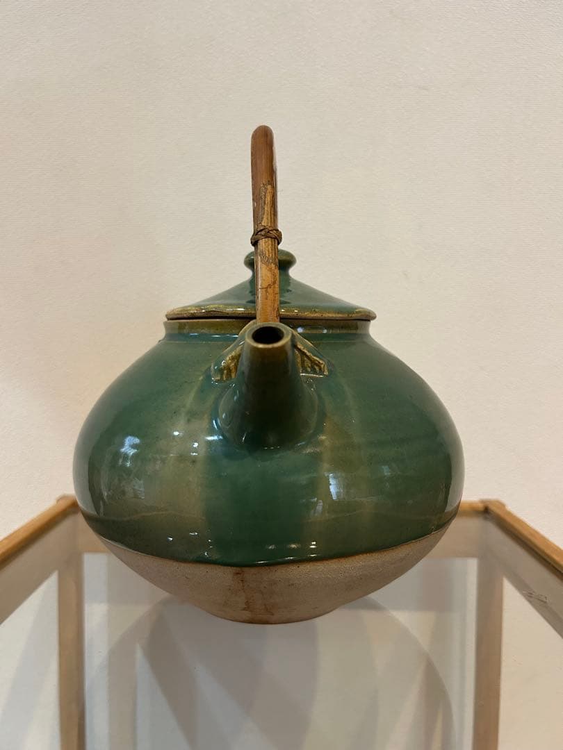 値下げ❗️明治頃　伊賀焼　青地土瓶　骨董品