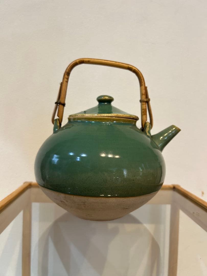 値下げ❗️明治頃　伊賀焼　青地土瓶　骨董品