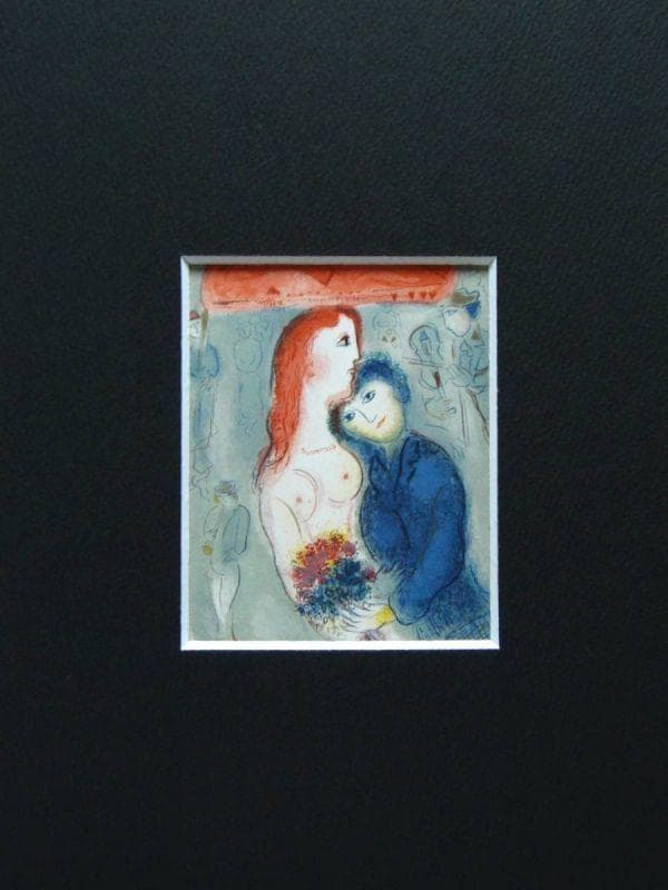 マルク・シャガール、【恋人たち】、希少な画集画、状態良好、新品マット・額装付