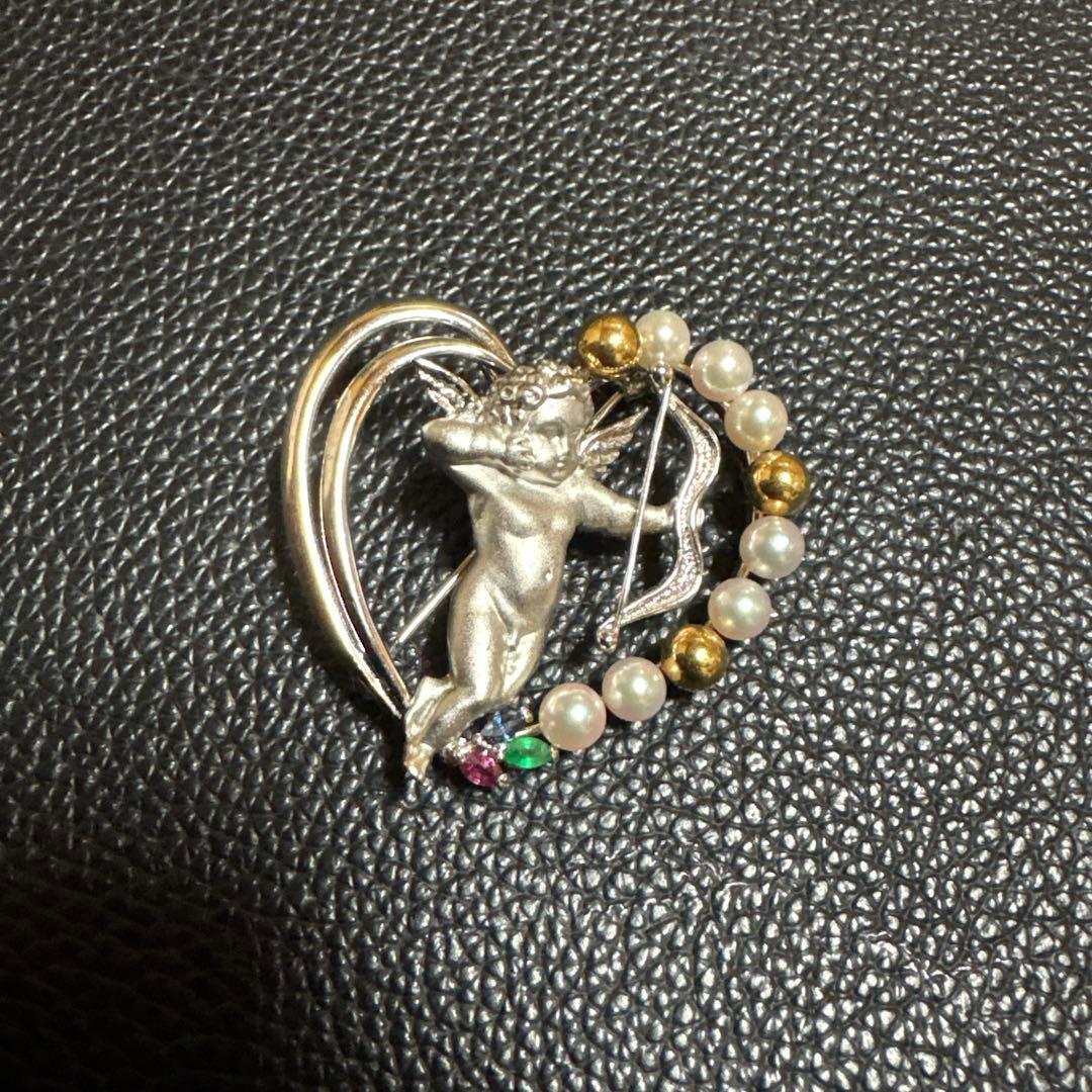 ブローチ 天使 デザインSILVER k18