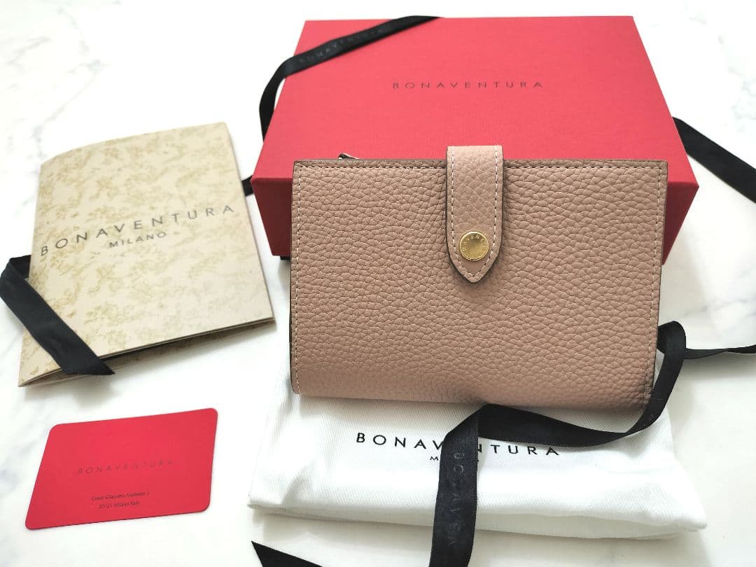 【ホリデー限定】数量限定 BONAVENTURA 二つ折り財布 くすみピンク