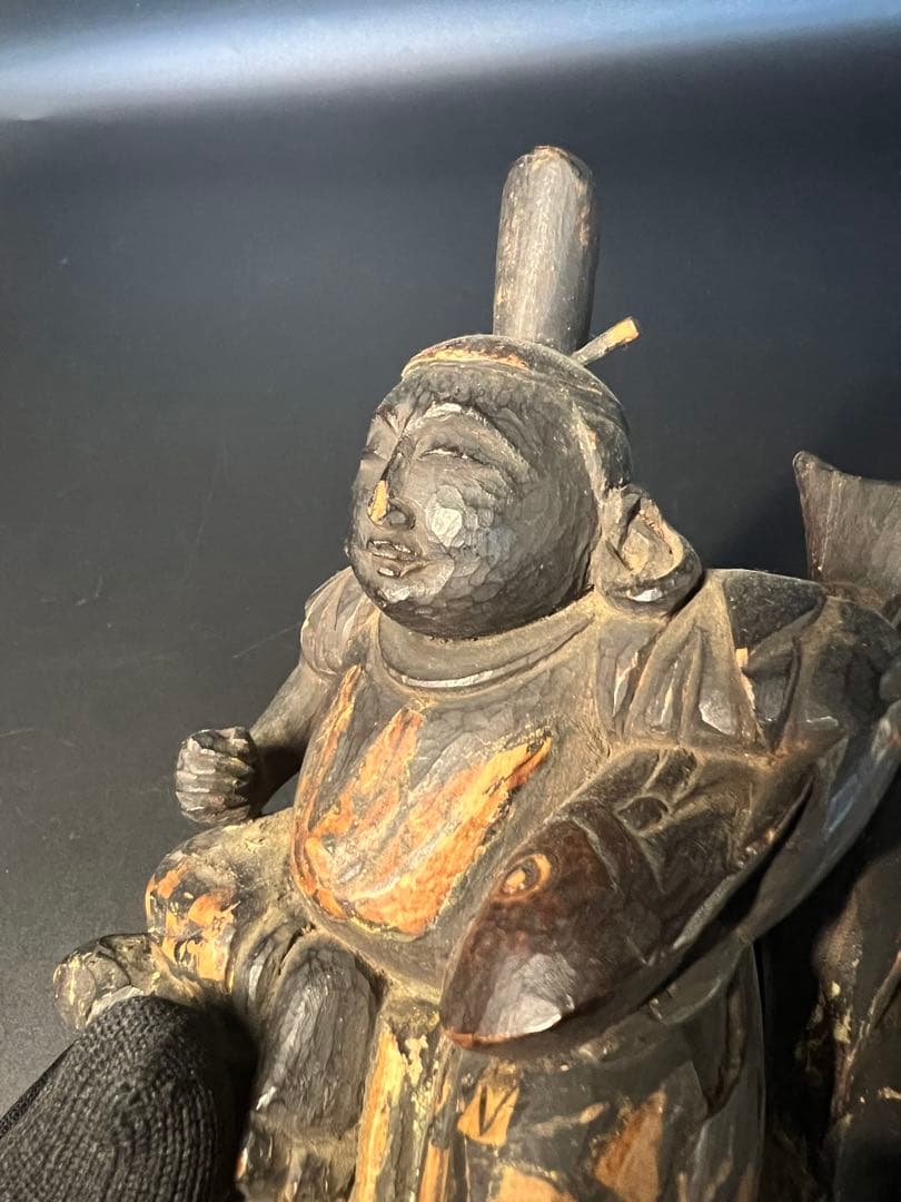 江戸後期〜明治初期 木彫 恵比寿像 ◎一木彫／古色自然／数寄者好み◎古美術庵々