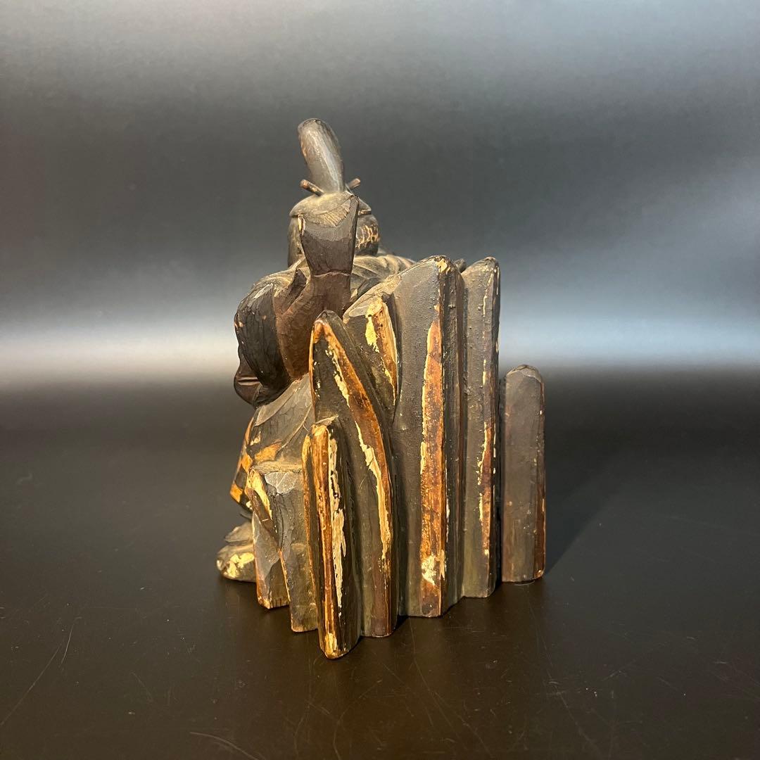 江戸後期〜明治初期 木彫 恵比寿像 ◎一木彫／古色自然／数寄者好み◎古美術庵々