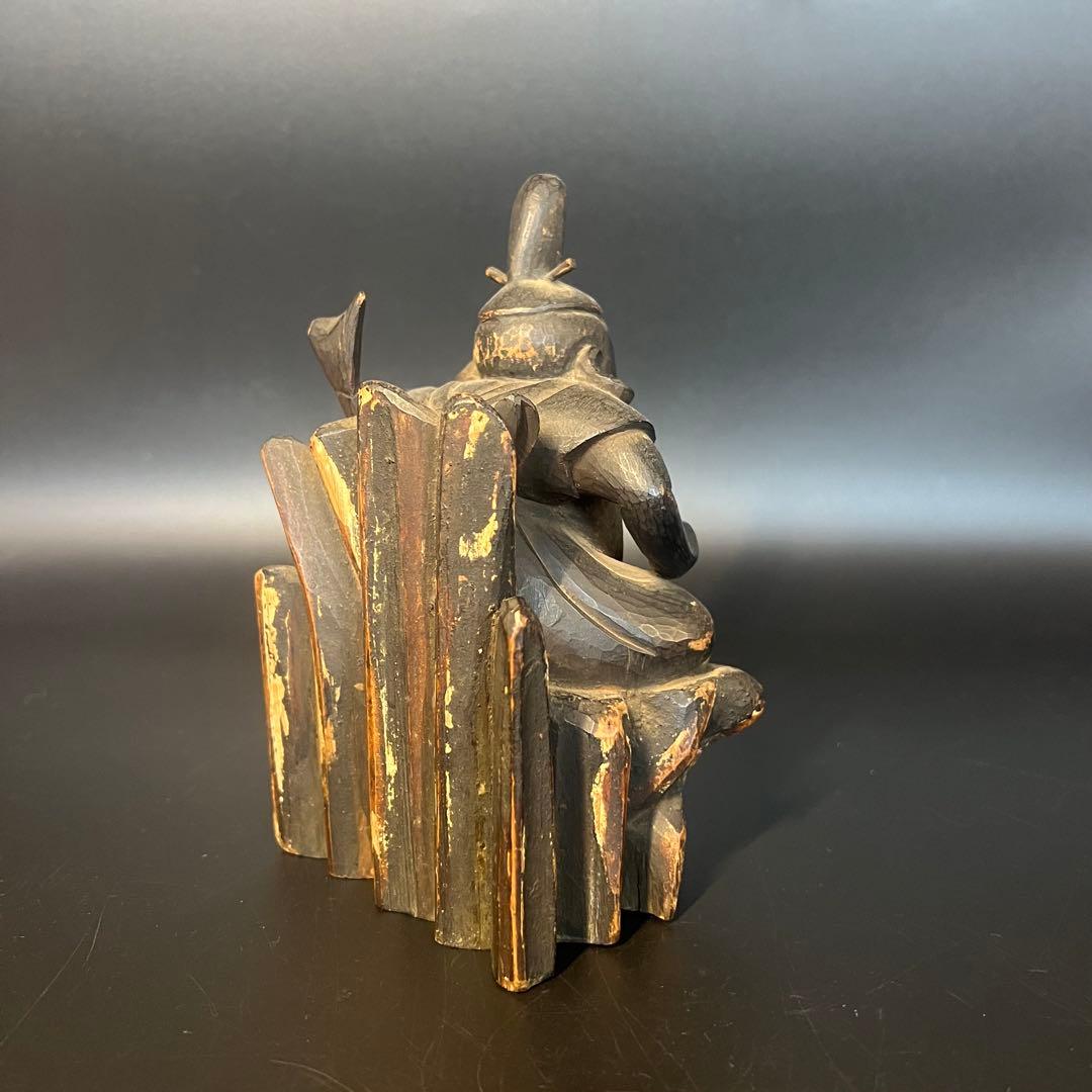 江戸後期〜明治初期 木彫 恵比寿像 ◎一木彫／古色自然／数寄者好み◎古美術庵々