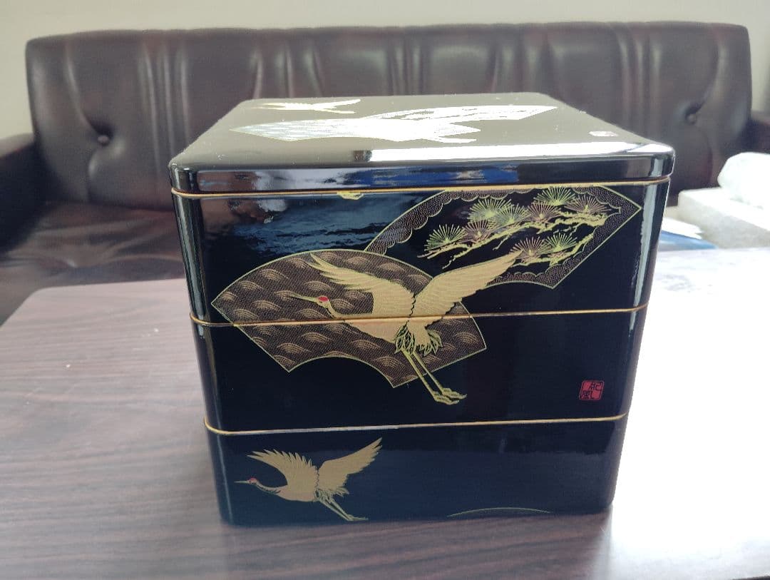 漆器 重箱 三段（鶴）No.2